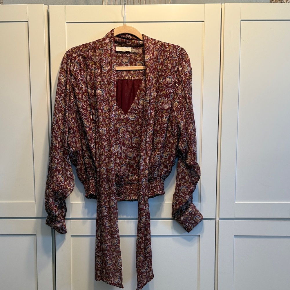 Like new Ramy Brook Burgundy Floral Blouse